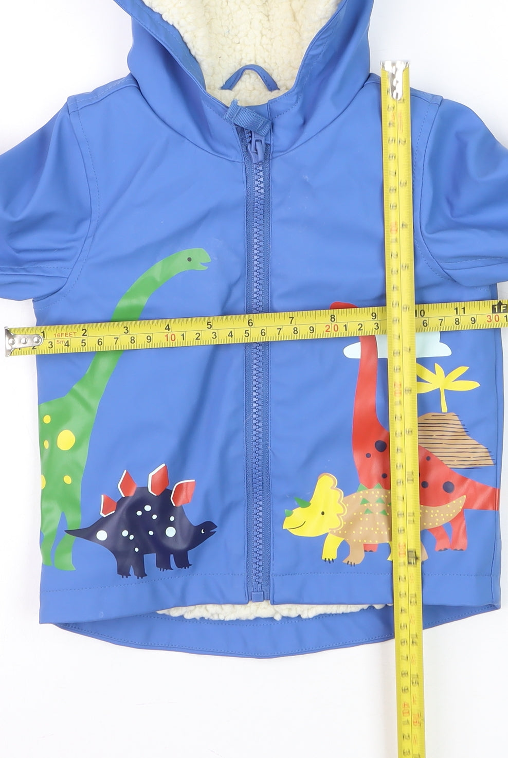 Marks and Spencer Blue Dinosaur Hooded Rain Coat 6-9 Months Unisex Baby