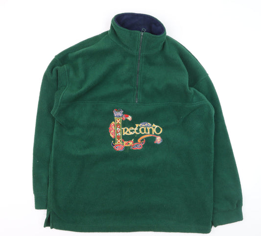 Traditional Craftwear Men's Green Fleece 1/2 Zip Pullover Sweatshirt M