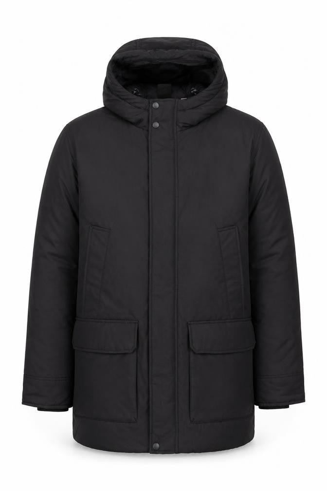 Marks and Spencer Men's Black Polyester Hooded Parka Coat M Regular