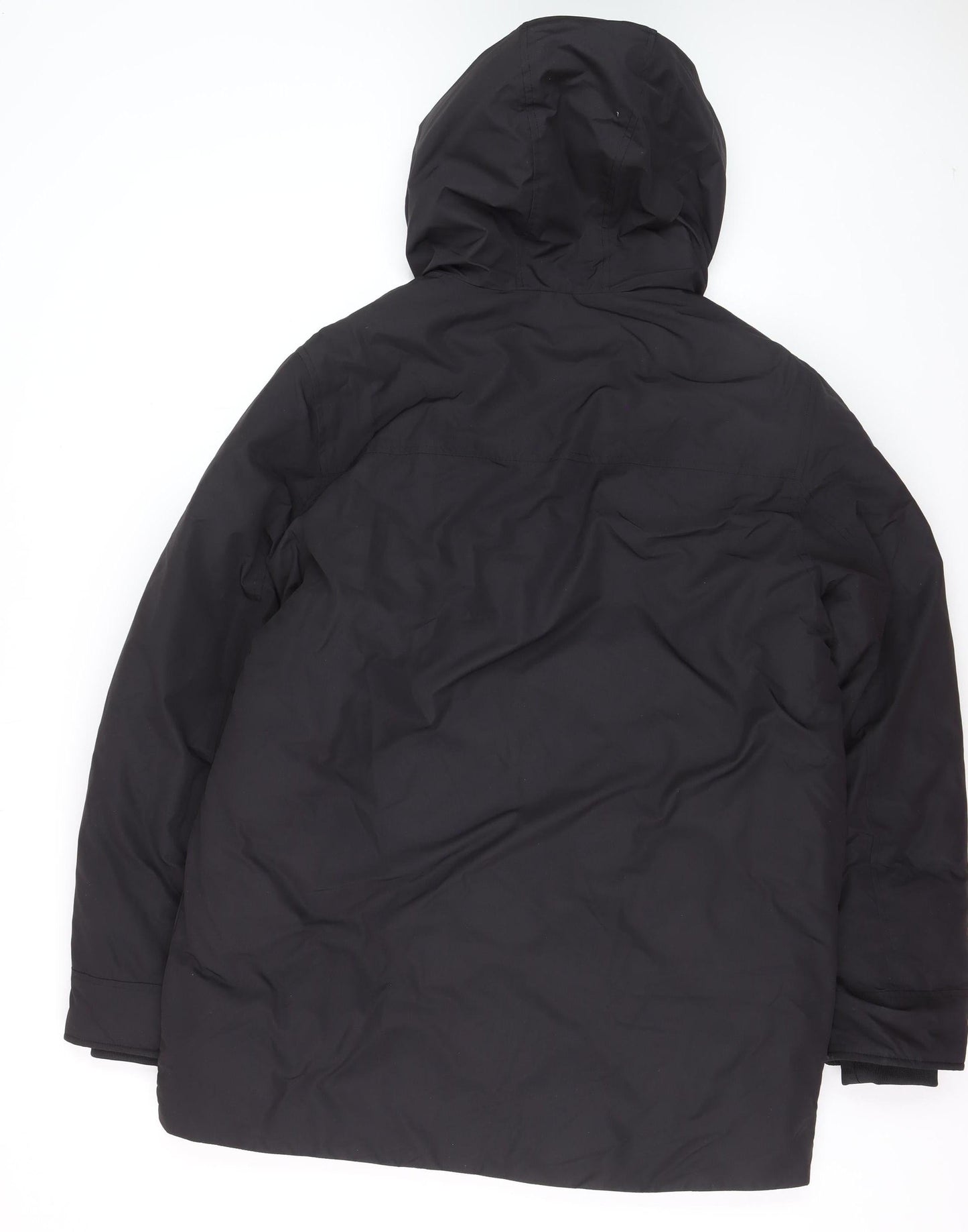 Marks and Spencer Men's Black Polyester Hooded Parka Coat M Regular