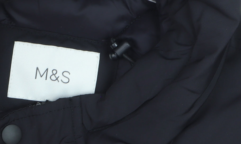 Marks and Spencer Men's Black Polyester Hooded Parka Coat M Regular