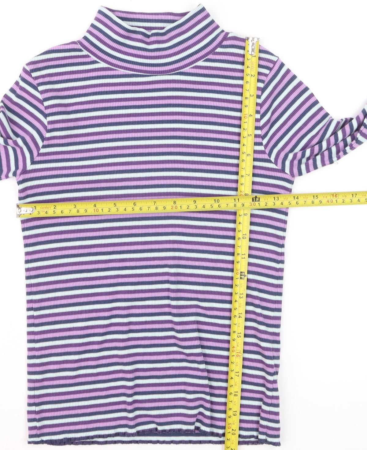 FatFace Girls Purple Striped Long Sleeve Roll Neck Top Age 9-10 Years