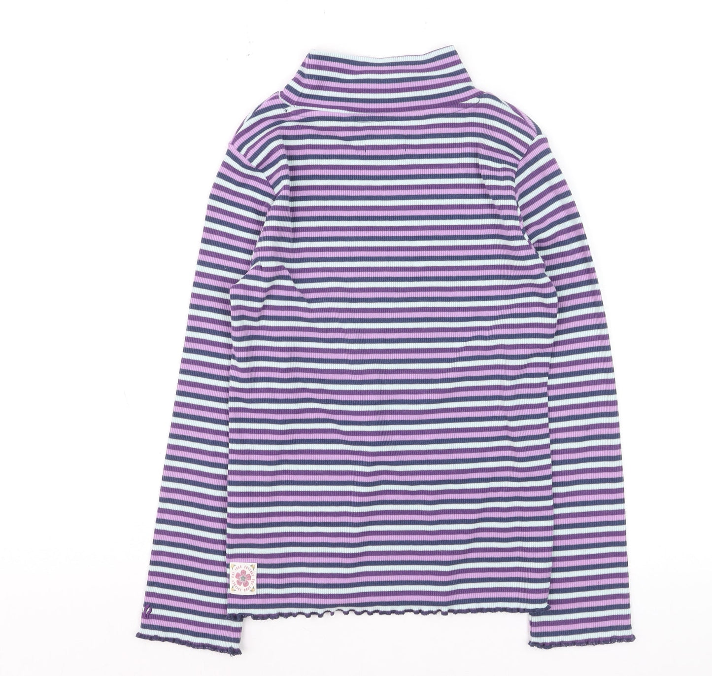FatFace Girls Purple Striped Long Sleeve Roll Neck Top Age 9-10 Years
