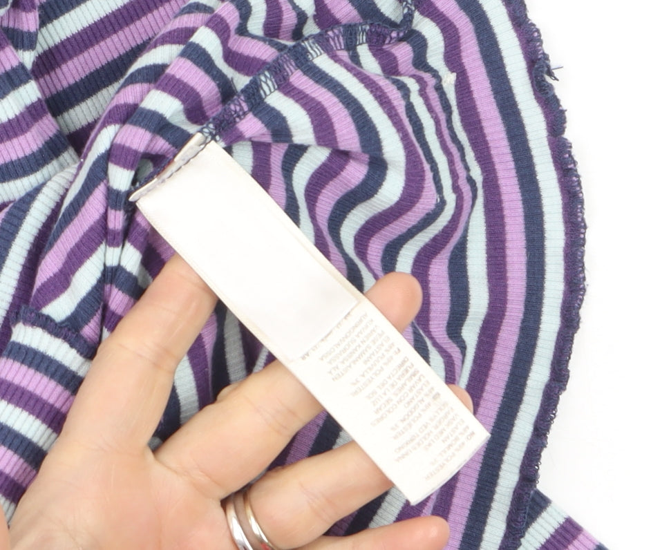 FatFace Girls Purple Striped Long Sleeve Roll Neck Top Age 9-10 Years