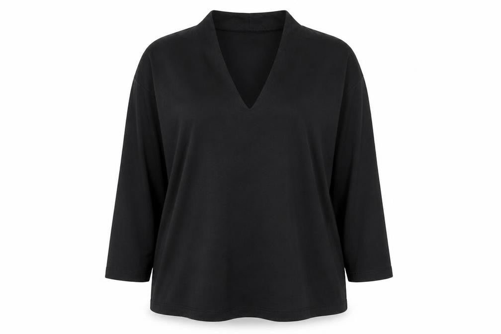 VIZAVIZ Women's Black V-Neck Long Sleeve Basic Blouse Size 18