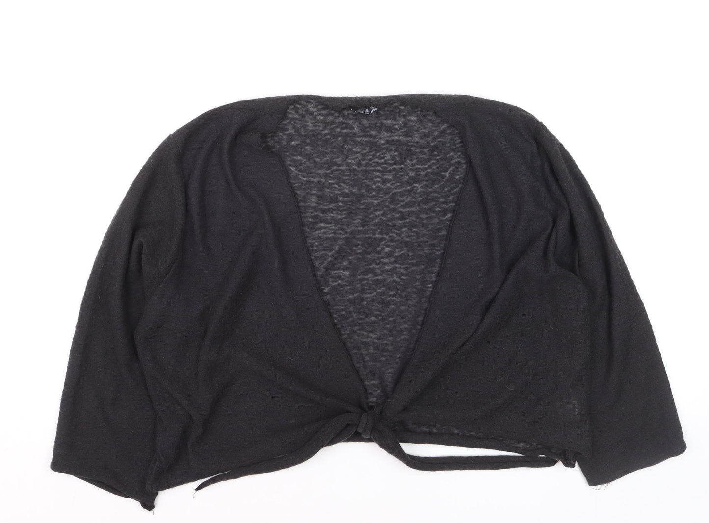 TIGI Women Black Plus Size 18 Open Front Tie Cardigan
