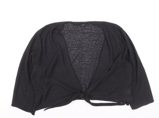 TIGI Women Black Plus Size 18 Open Front Tie Cardigan