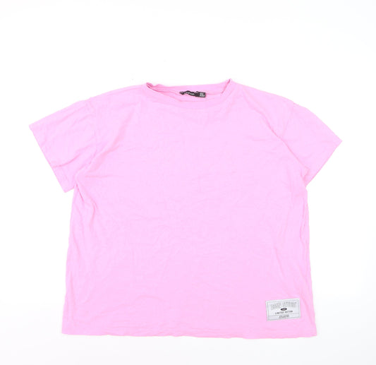 Boohoo Women's Pink Basic Cotton Short Sleeve T-Shirt Size M