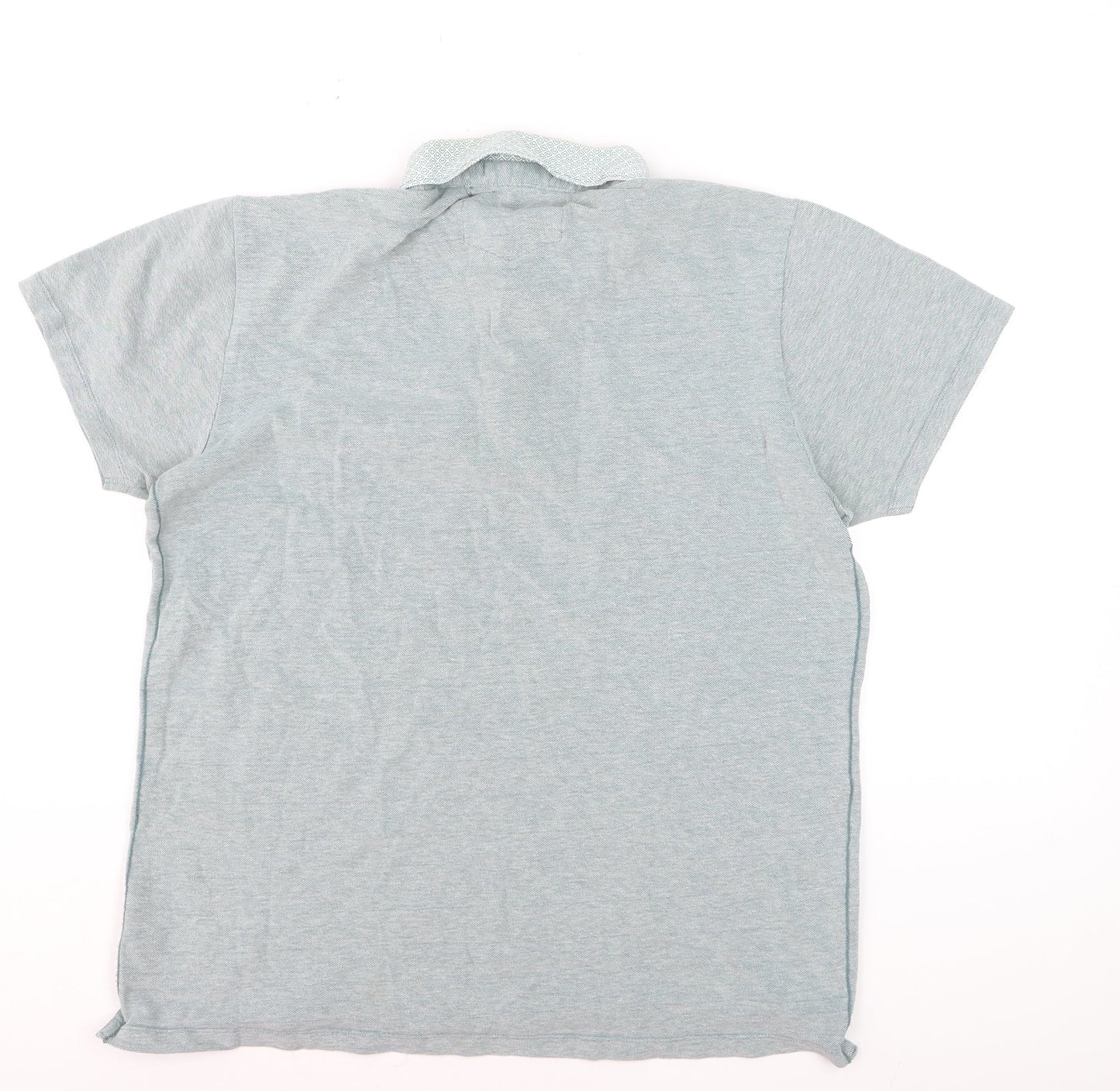 Easy Men's Grey Cotton Button-Down Collar Polo Shirt Size L