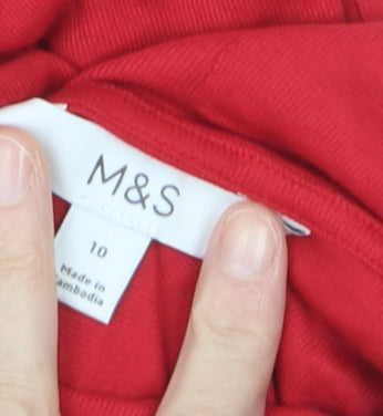 Marks and Spencer Women's Red Roll Neck Long Sleeve Jumper Size 10