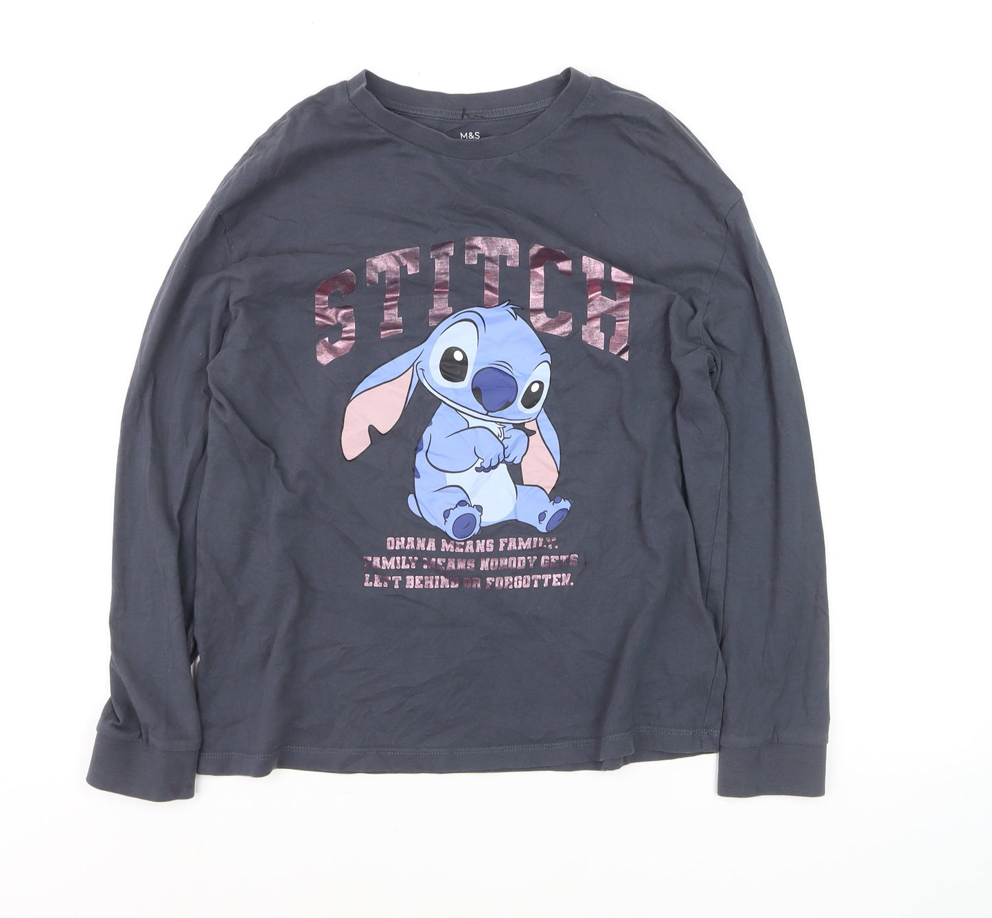 Marks and Spencer Girls Grey Stitch Long Sleeve T-Shirt 12-13 Years