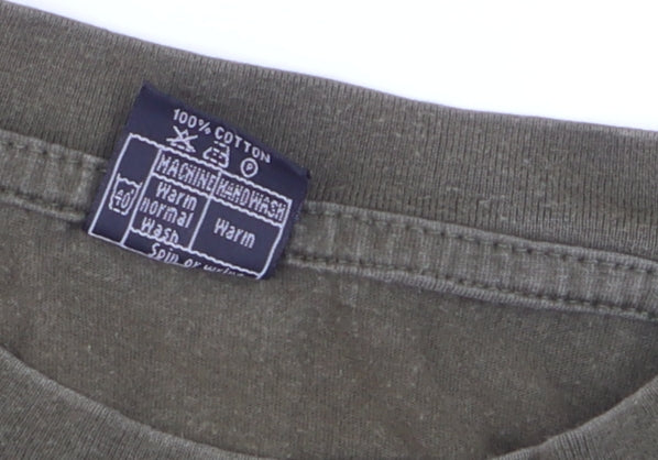 Mil-Com Men's Khaki Boot Camp Instructor T-Shirt L Cotton Army Style