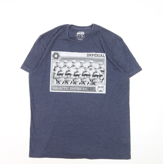 Tu Star Wars Men's Blue Graphic Print Crew Neck T-Shirt Size L