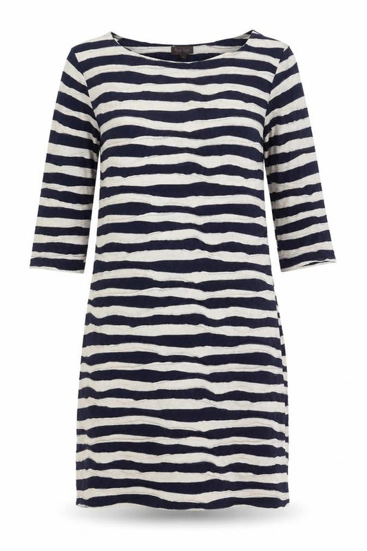 Phase Eight Women Blue Striped Knee Length Shift Dress Size 10