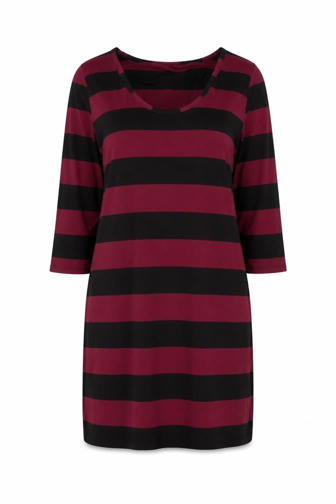 Therapy Women’s Burgundy Black Stripe Shift Dress Size 12