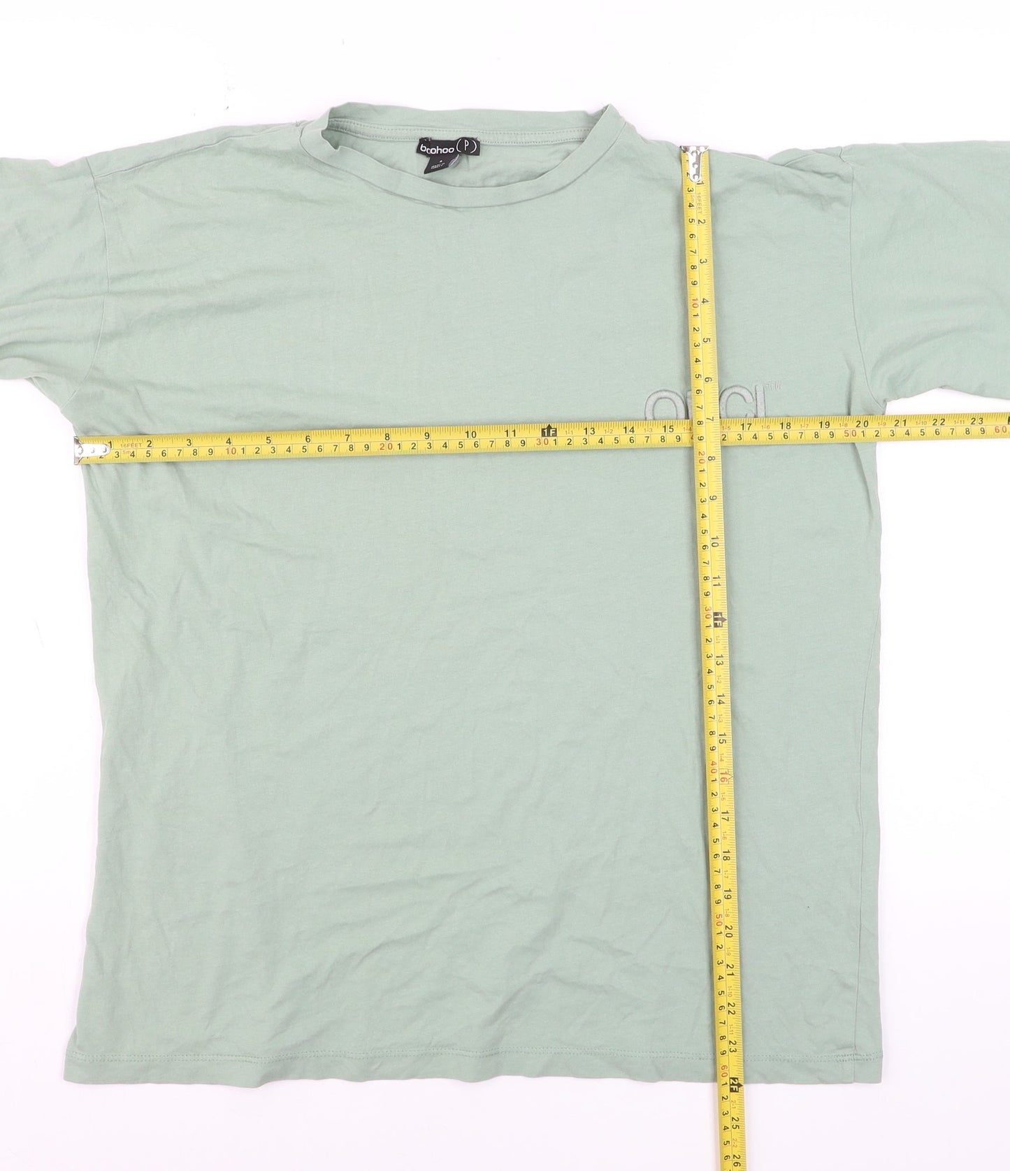 Boohoo Men’s Sage Green Crew Neck Cotton T-Shirt Size S