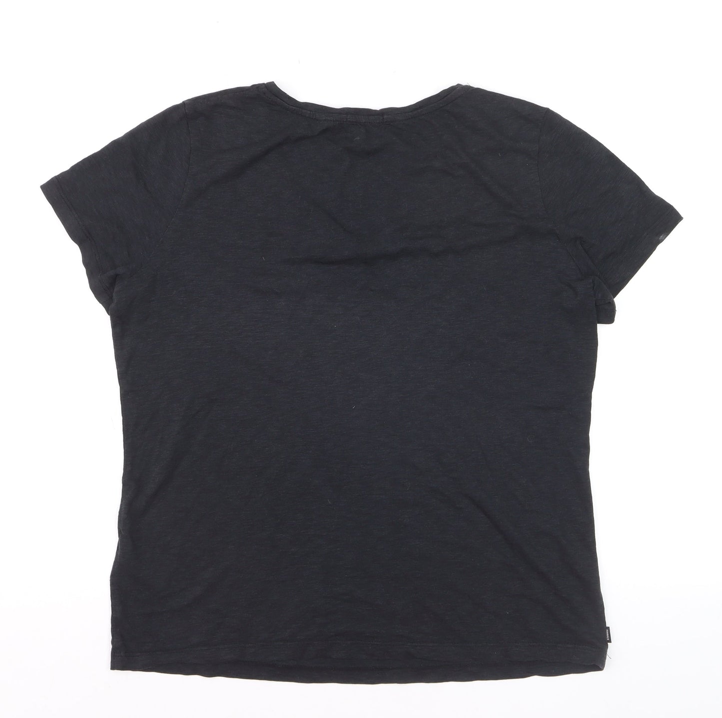 Superdry Women's Black V-Neck Short Sleeve Cotton T-Shirt Size 12