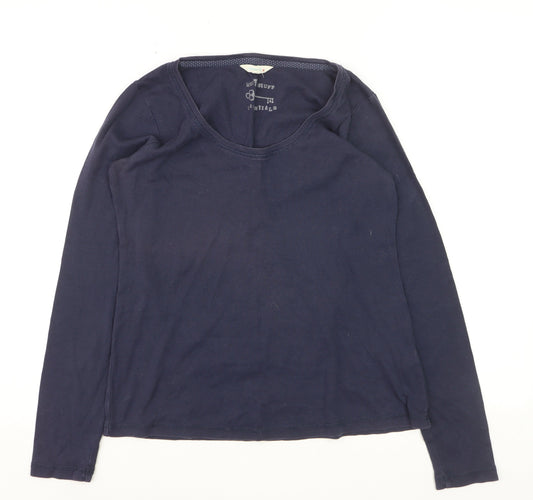 White Stuff Women's Blue Long Sleeve Cotton T-Shirt Size 8