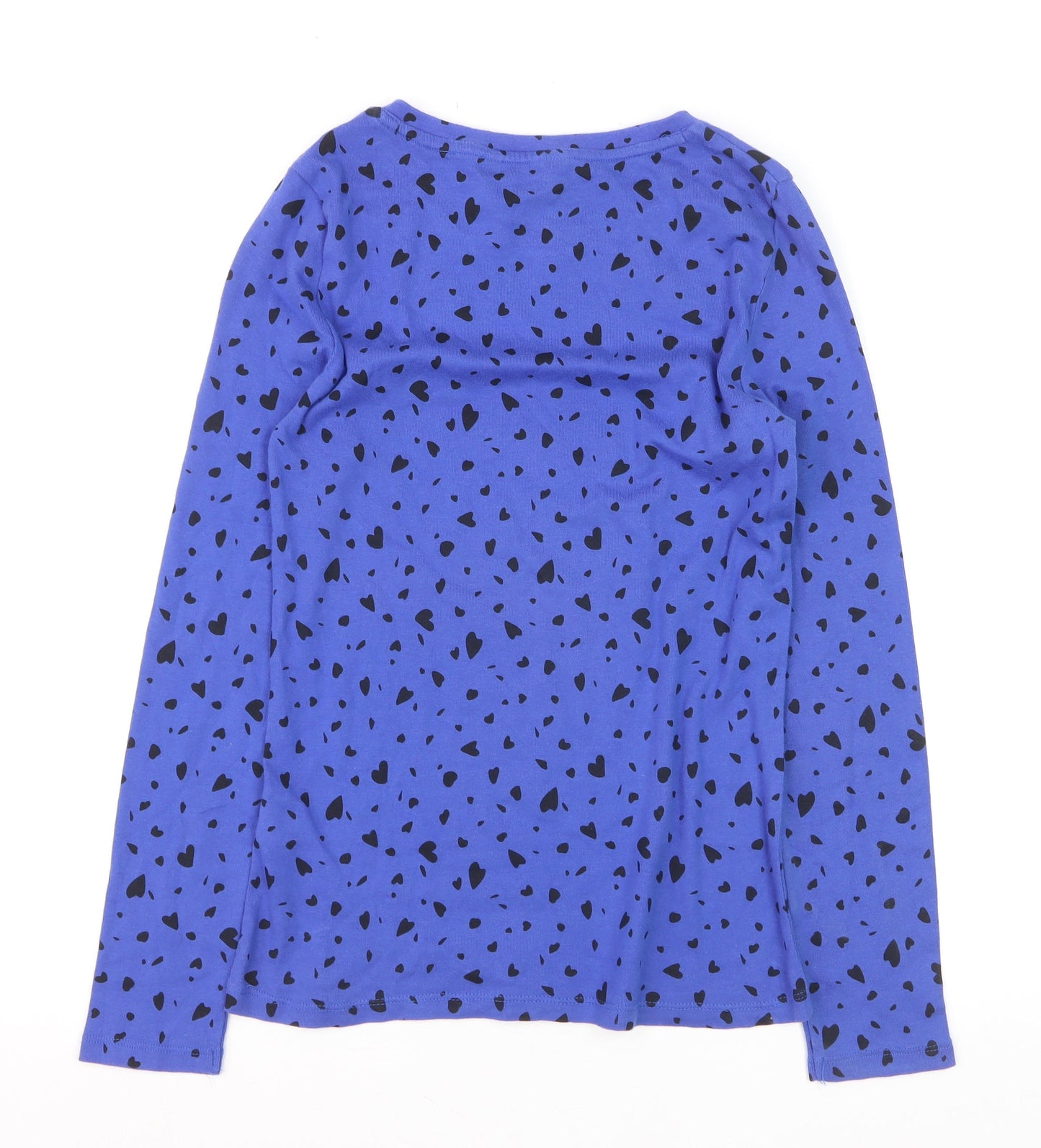 Marks and Spencer Women Blue Long Sleeve Heart Print Cotton T-Shirt Size 10