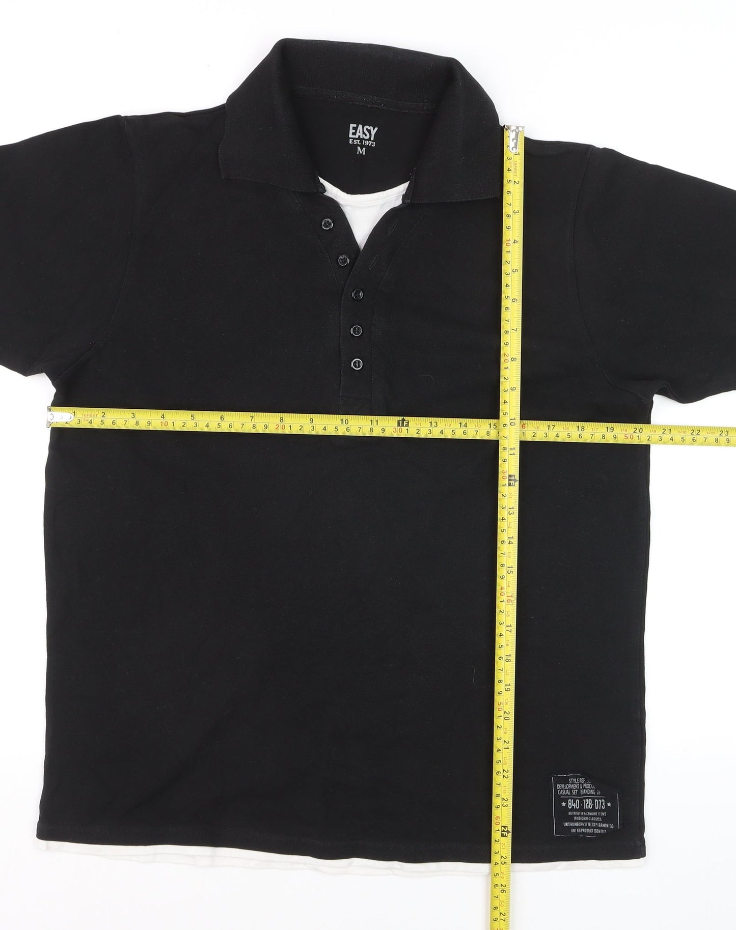 Easy Men’s Black Cotton Polo Shirt Size M 100cm Chest Casual Top