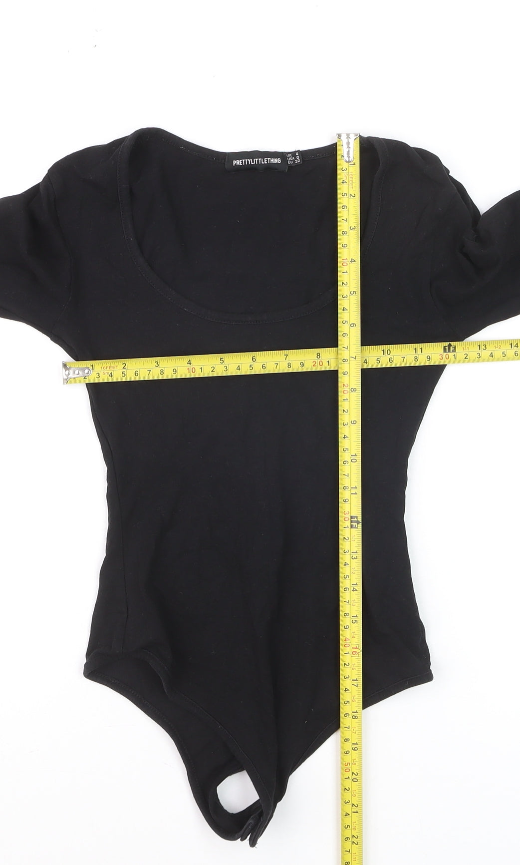 PrettyLittleThing Women’s Black Long Sleeve Scoop Neck Bodysuit Size 4