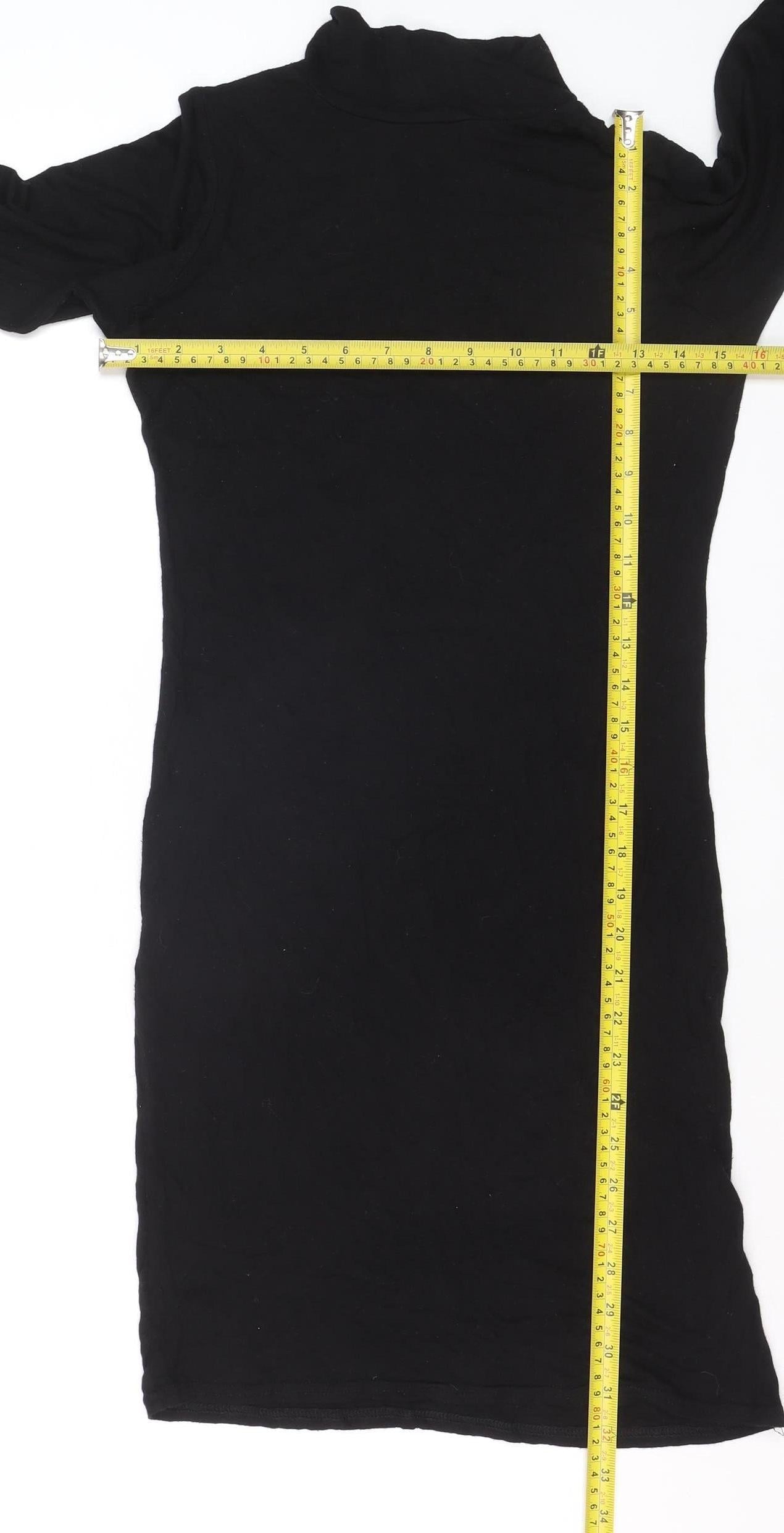 Boohoo Women’s Black Bodycon High Neck Knee Length Dress Size 12