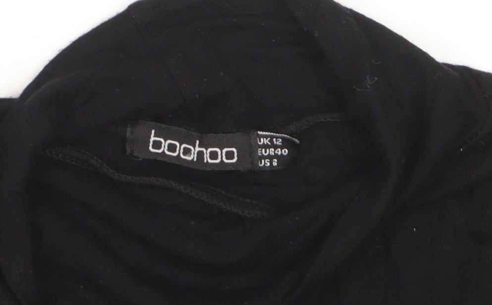 Boohoo Women’s Black Bodycon High Neck Knee Length Dress Size 12