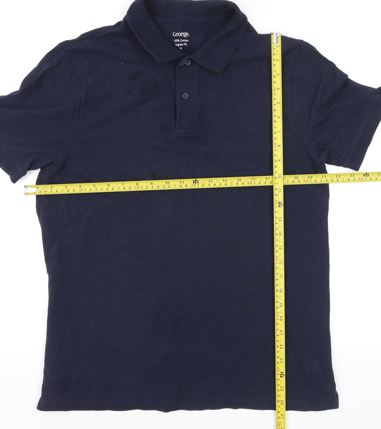 George Men's Blue Regular Fit Cotton Polo Shirt Size M