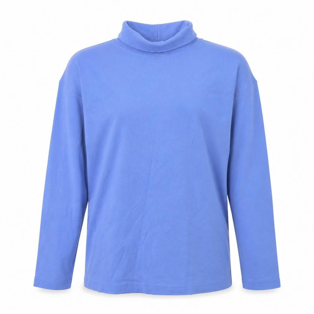 Marks & Spencer Womens Blue Roll Neck Cotton Jumper Size 12