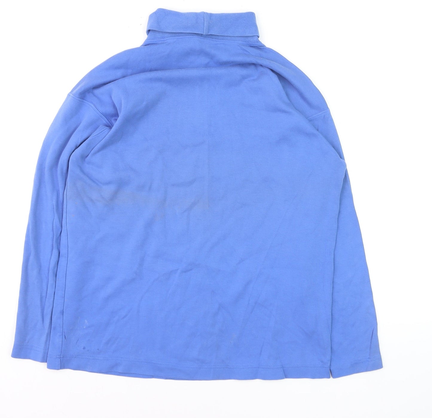 Marks and Spencer Womens Blue Roll Neck Cotton Jumper Size 12