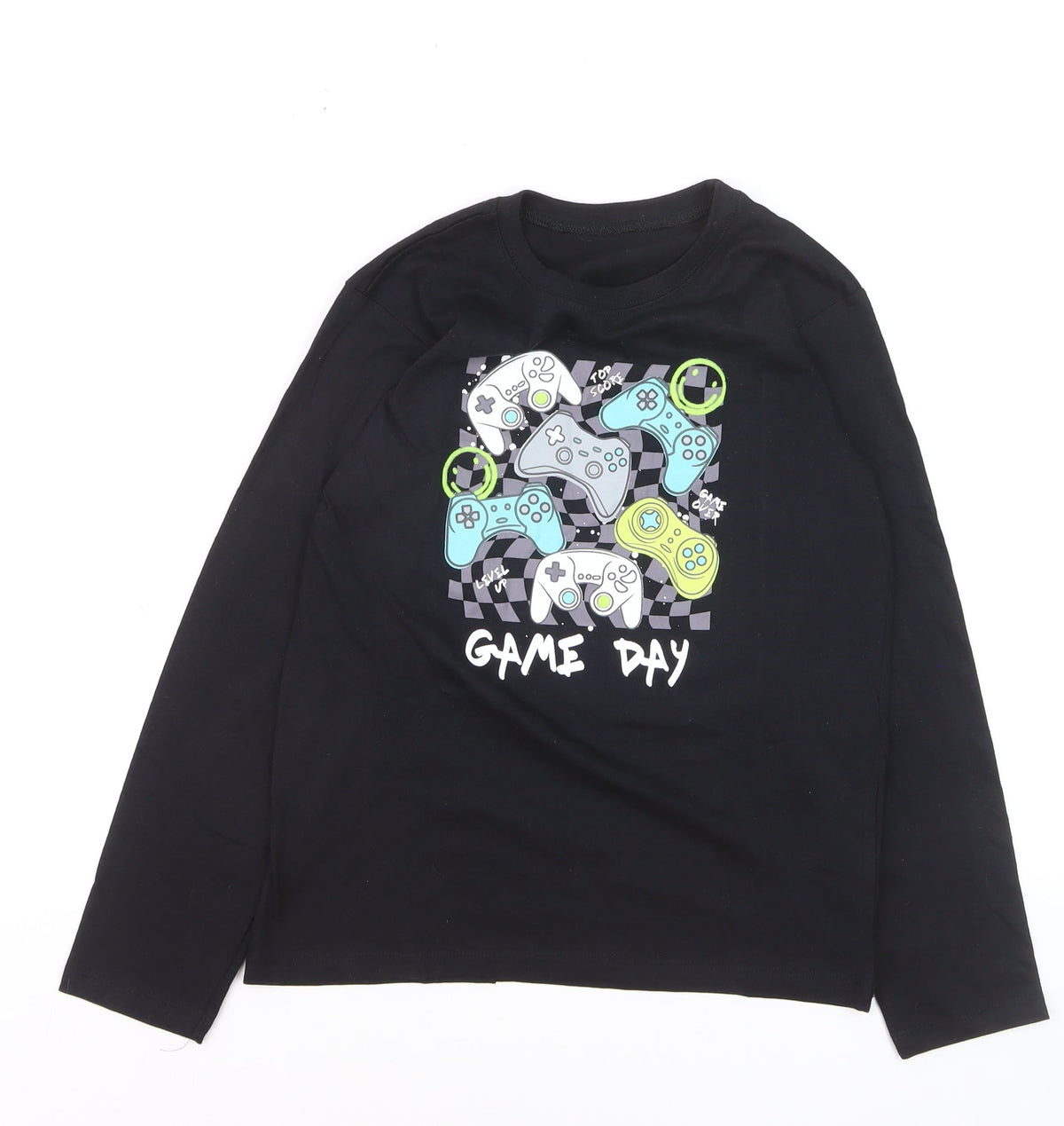 Snooze Time Boys Black Game Day Long Sleeve Cotton T-Shirt 11-12 Years