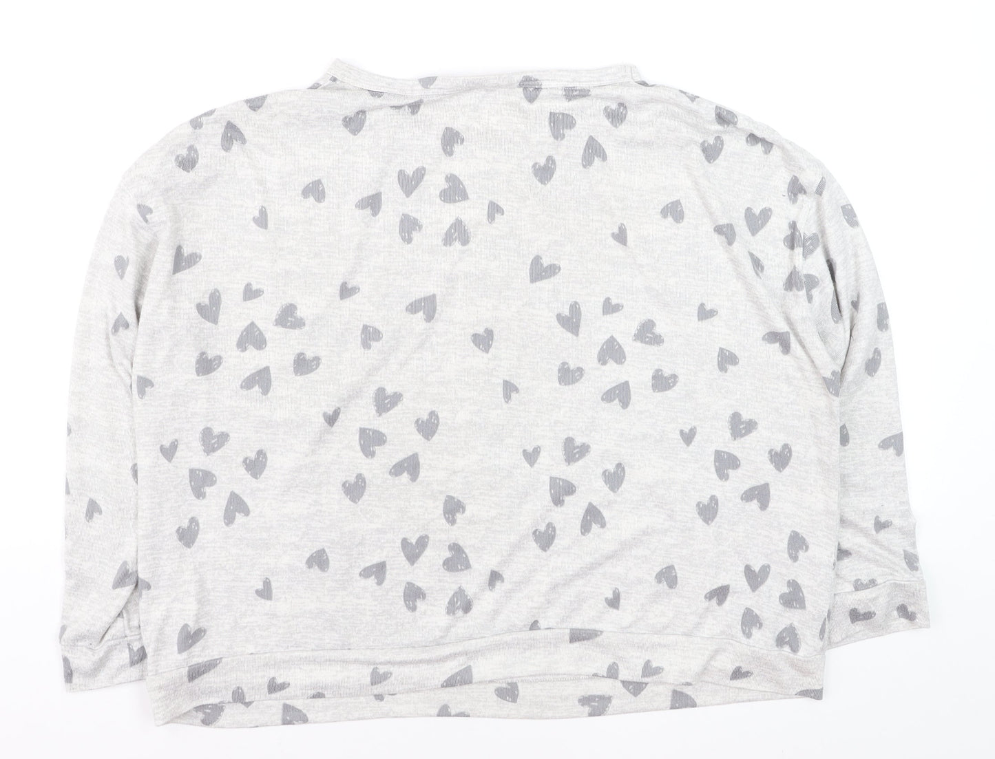 Tu Women Grey Heart Print Long Sleeve T-Shirt Size 18