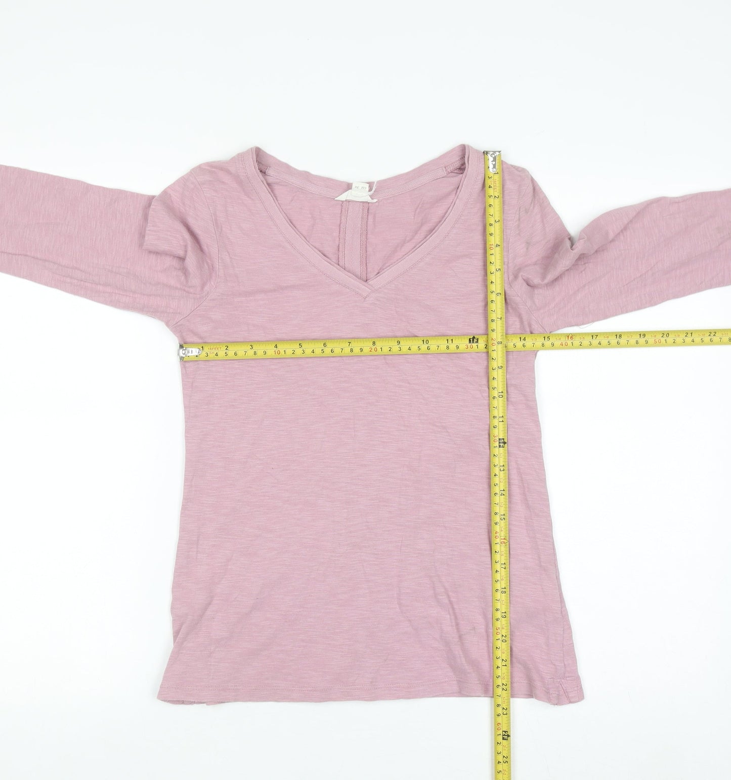 White Stuff Women's Pink V-Neck Long Sleeve Cotton T-Shirt Size 6