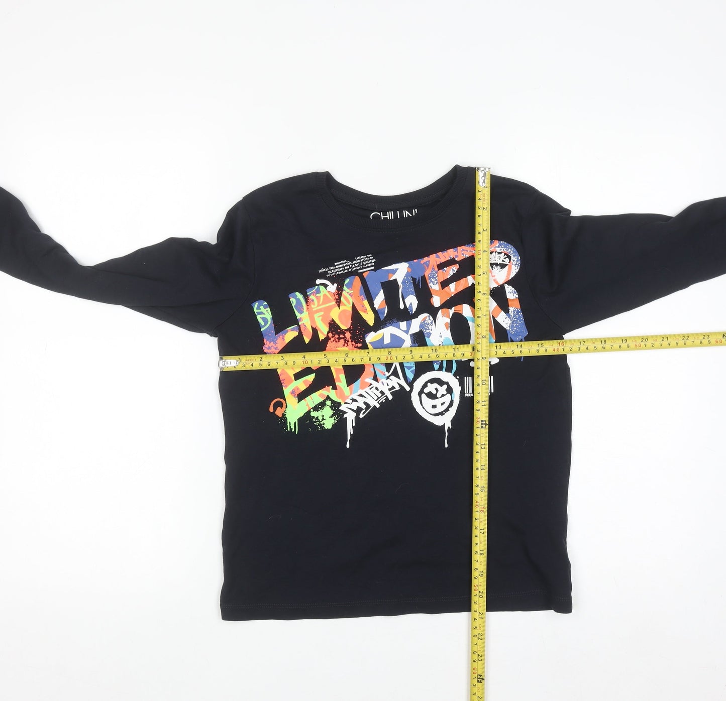 Next Boys Black Graphic Long Sleeve Pullover T-Shirt 11 Years