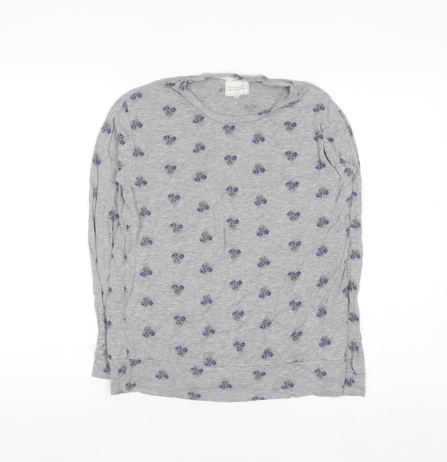 Next Women Grey Floral Long Sleeve Viscose Nightshirt XS