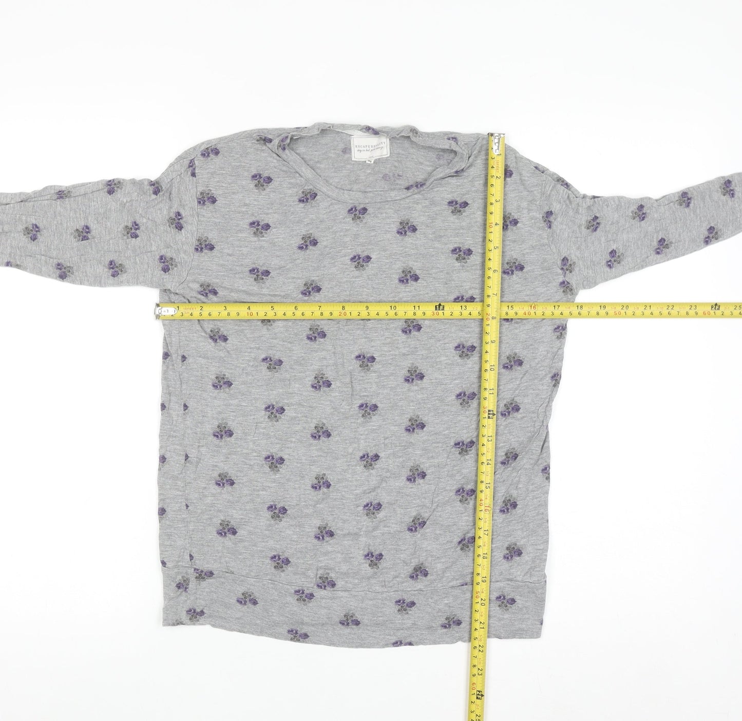 Next Women Grey Floral Long Sleeve Viscose Nightshirt XS