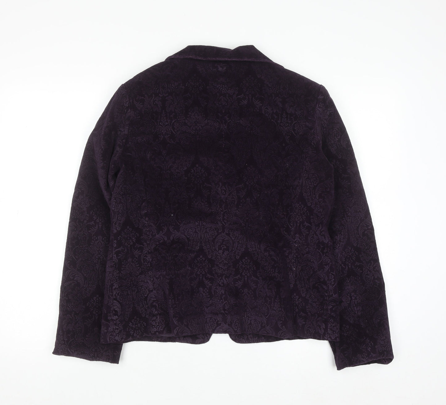 Paco Jackets Women Purple Velvet Floral Blazer M