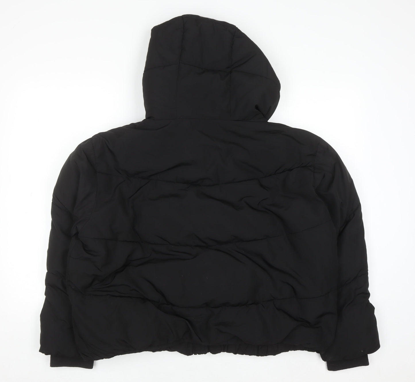 Zara Women’s Black Puffer Jacket Size 14 Hooded Short Winter