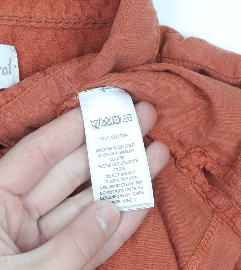 Mistral Women's Orange Cotton Collared Button-Up Shirt Size 12