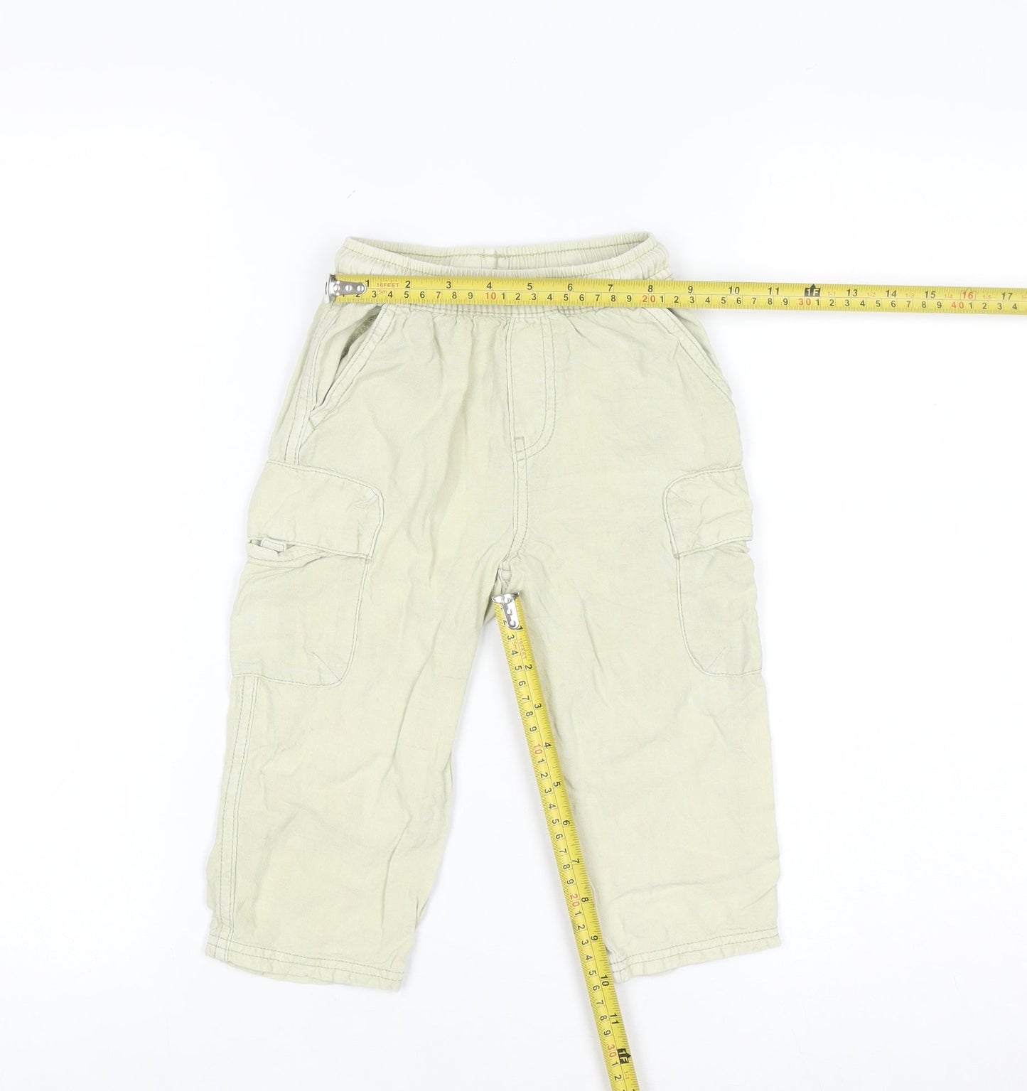 Zara Boys Beige Cargo Trousers 3 Years Elastic Waist Cotton Casual