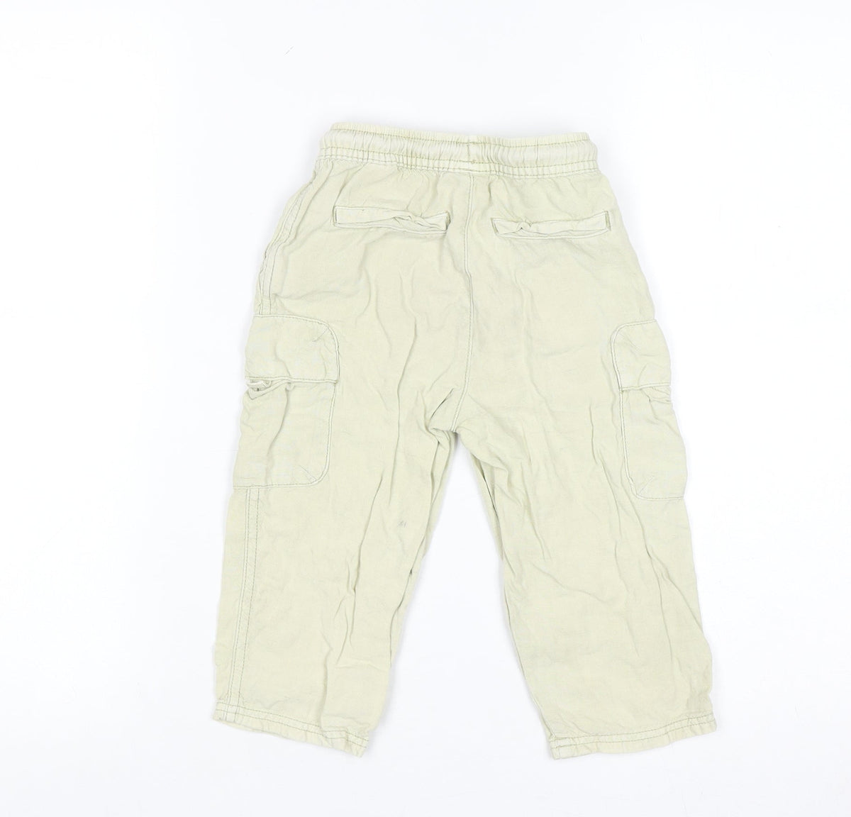Zara Boys Beige Cargo Trousers 3 Years Elastic Waist Cotton Casual