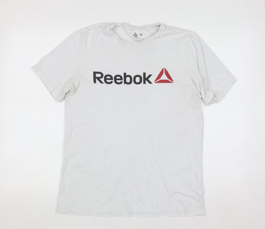 Reebok Men's White Logo Graphic Short Sleeve Cotton T-Shirt M