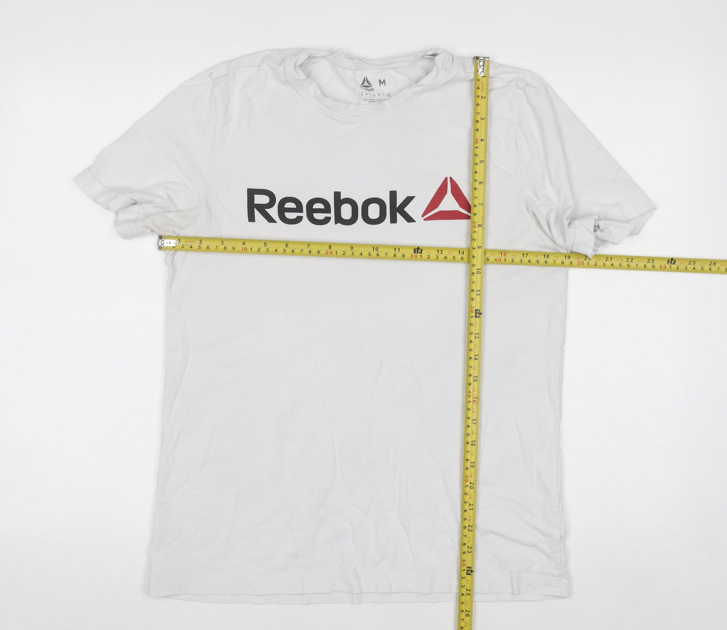 Reebok Men's White Logo Graphic Short Sleeve Cotton T-Shirt M