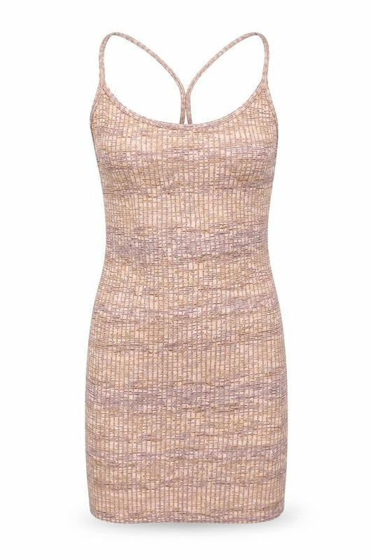Bershka Women’s Beige Geometric Lace-Up Slip Dress Size L