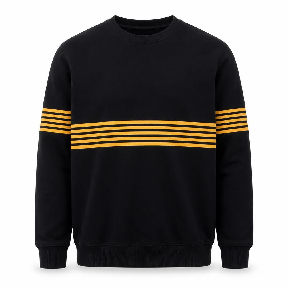 New Look Men Black & Yellow Striped Pullover Sweatshirt M