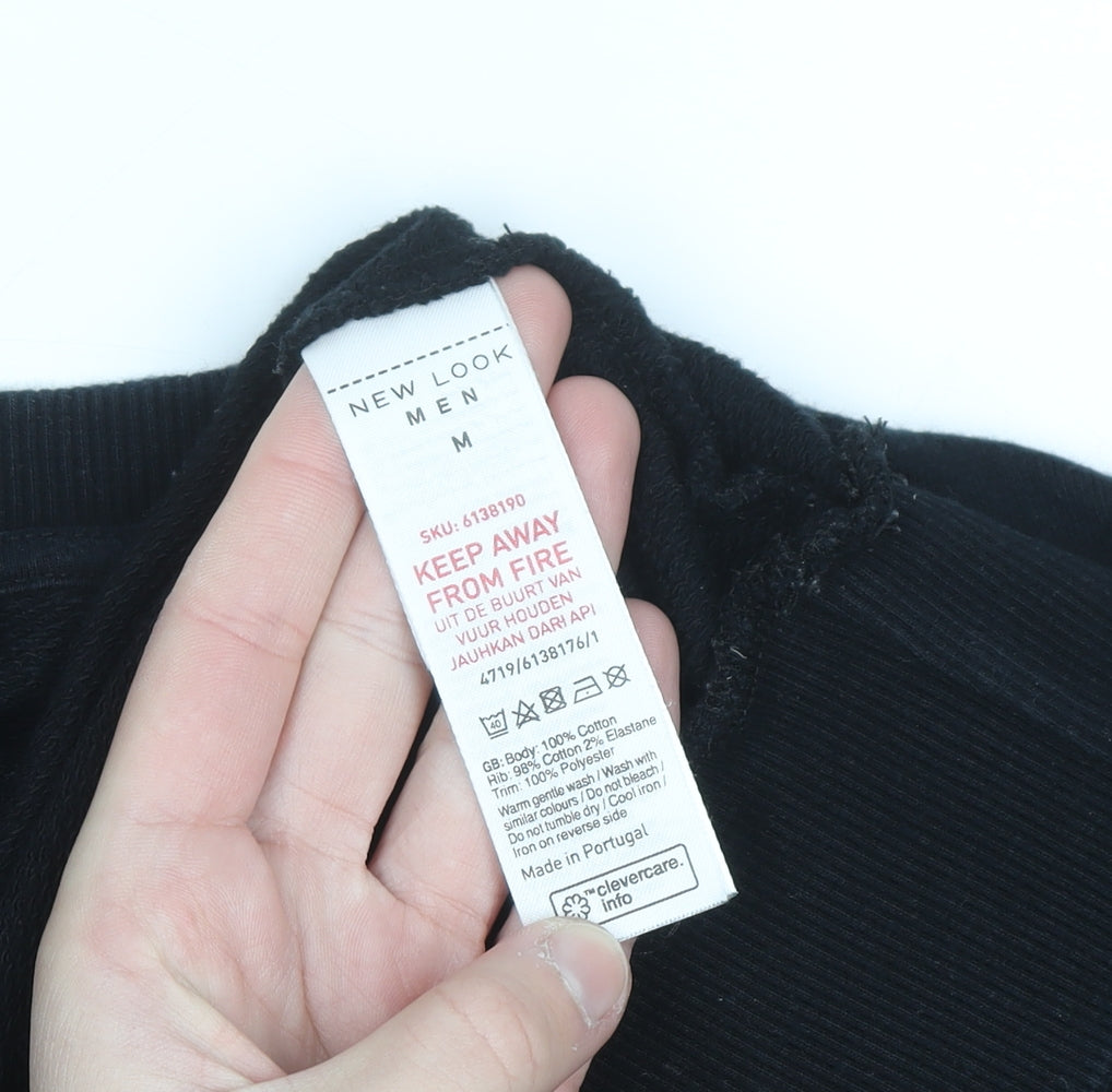 New Look Men Black & Yellow Striped Pullover Sweatshirt M