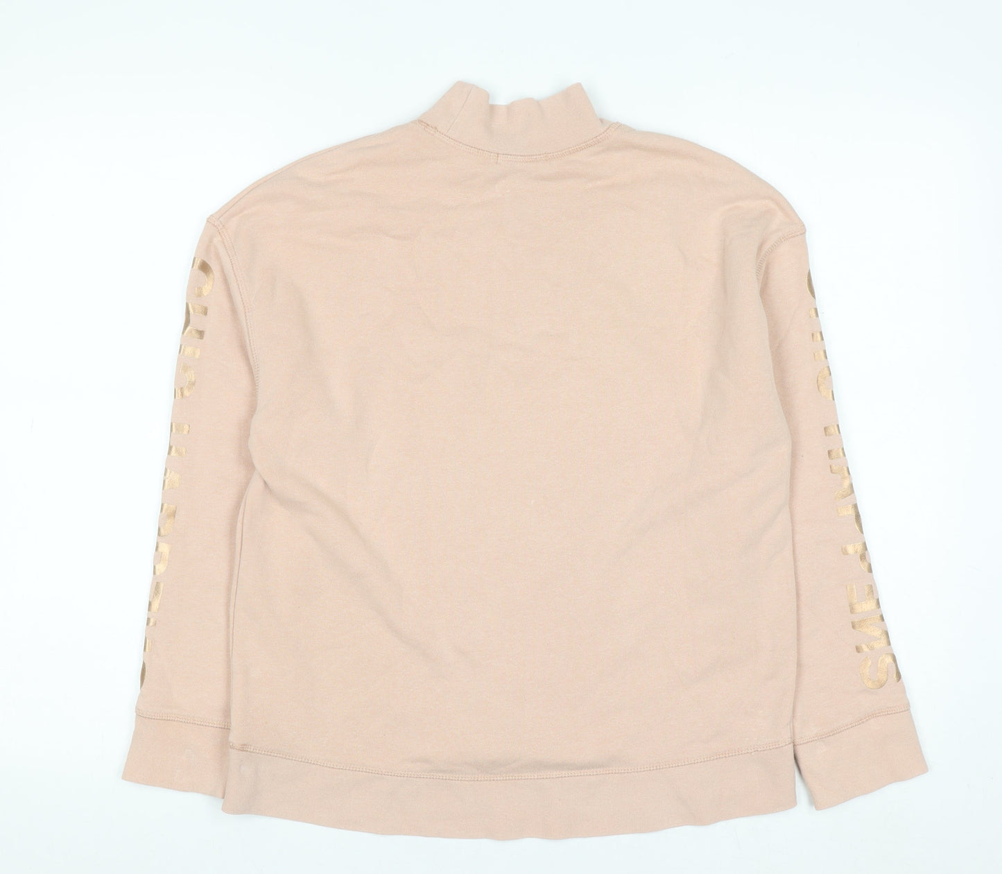 H&M Women Beige Mock Neck Pullover Sweatshirt XS Cotton Blend