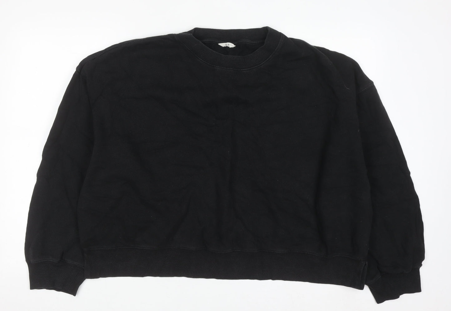 Hush Women Black XL Pullover Sweatshirt 100% Cotton Crew Neck