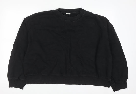 Hush Women Black XL Pullover Sweatshirt 100% Cotton Crew Neck