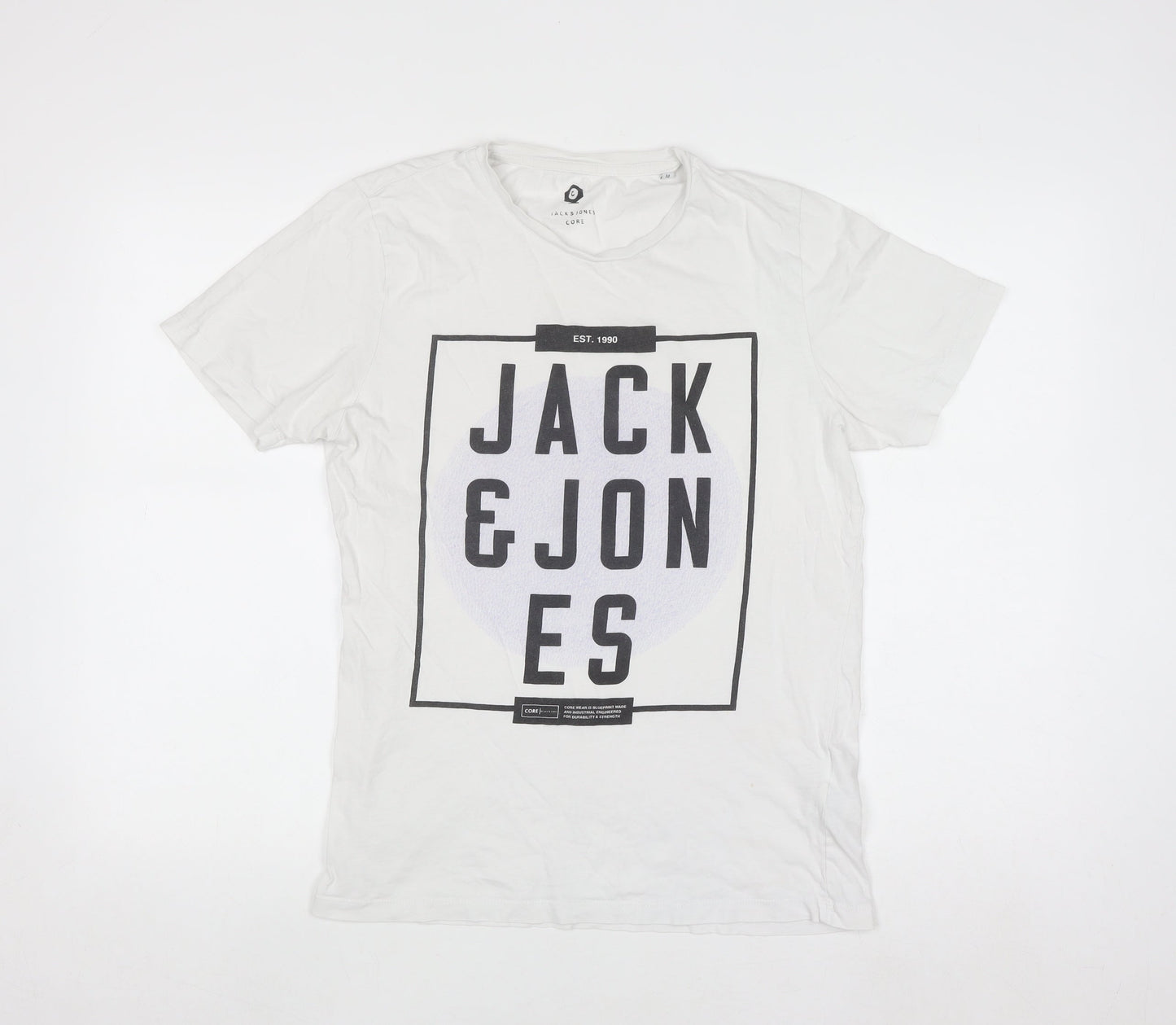 Jack & Jones Men's White Graphic Logo T-Shirt Size L